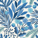 Blue Leaves on White Background Wallpaper