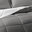 Full 8-Piece Microfiber Baffle-Box Reversible Bed-in-a-Bag Comforter Set in Grey