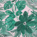 Pink Wallpaper with Green Plants