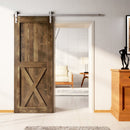 Finished & Unassembled Single Barn Door with Non-Bypass Brushed Nickel Installation Hardware Kit (Single X Design)