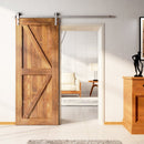 Finished & Unassembled Single Barn Door with Non-Bypass Brushed Nickel Installation Hardware Kit (Arrow Design)