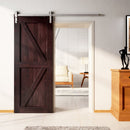 Finished & Unassembled Single Barn Door with Non-Bypass Brushed Nickel Installation Hardware Kit (Arrow Design)