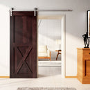 Finished & Unassembled Single Barn Door with Non-Bypass Brushed Nickel Installation Hardware Kit (Single X Design)