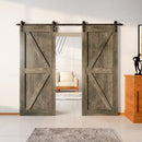 Finished & Unassembled Double Barn Door with Non-Bypass Installation Hardware Kit (Arrow Design)