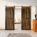Finished & Unassembled Double Barn Door with Brushed Nickel Non-Bypass Installation Hardware Kit (H Desgin)