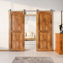 Finished & Unassembled Double Barn Door with Brushed Nickel Non-Bypass Installation Hardware Kit (H Desgin)