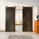 Finished & Unassembled Double Barn Door with Brushed Nickel Non-Bypass Installation Hardware Kit (H Desgin)