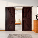 Finished & Unassembled Double Barn Door with Brushed Nickel Non-Bypass Installation Hardware Kit (Arrow Design)