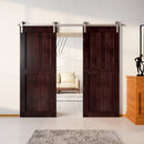 Finished & Unassembled Double Barn Door with Brushed Nickel Non-Bypass Installation Hardware Kit (H Desgin)