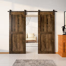 Finished & Unassembled Double Barn Door with Non-Bypass Installation Hardware Kit (H Design)