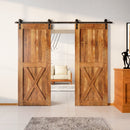 Finished & Unassembled Double Barn Door with Non-Bypass Installation Hardware Kit (Single X Design)