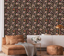 Dark Brown Floral Wallpaper