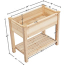 Solid Wood 2-Tier Raised Garden Bed Planter Bed with Bottom Storage Shelf