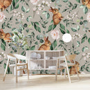 Hares and Flowers Wallpaper
