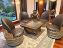 Barrel Coffee Table With Removable Glass Top - Wine/Whiskey/Bourbon Barrel Storage Table - Rustic Furniture