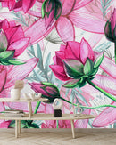Stylish Modern Pink Flowers Wallpaper