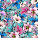 Voguish Grey Wallpaper with Pink Flowers Tasteful