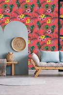 Modish Pineapple and Flowers Wallpaper Vogue