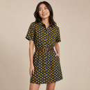 Yellow Flowers Button Down Denim Shirt Dress | Fashion Mini Dress [Available in SM]