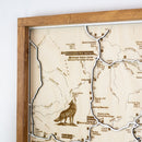 Yellowstone Topo Map Sign | Laser Engraved & Framed Wall Art