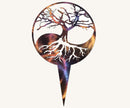Yin Yang Tree with Garden Stake Metal Art Sculpture