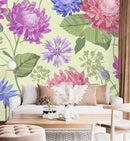Contemporary Yellow Floral Wallpaper Modern