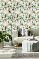 Green and Gold Leaves Wallpaper