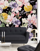 Lemons between Flowers Wallpaper