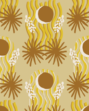 Yucca Moon Wallpaper, yellow and rust