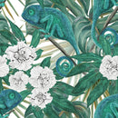 Chameleon and White Flowers Wallpaper