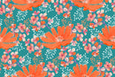 Contemporary Orange Flowers Modern Wallpaper