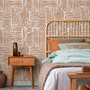 Modern Abstract Wallpaper with Rounded Brush Strokes in Brown - ZAAC