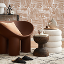 Modern Abstract Wallpaper with Rounded Brush Strokes in Brown - ZAAC