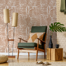 Modern Abstract Wallpaper with Rounded Brush Strokes in Brown - ZAAC