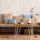 Modern Abstract Wallpaper with Continuous Rounded Lines in Beige and Cream - ZAAW