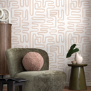 Modern Abstract Wallpaper with Continuous Rounded Lines in Beige and Cream - ZAAW