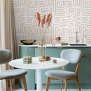 Modern Abstract Wallpaper with Continuous Rounded Lines in Beige and Cream - ZAAW