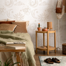 Minimalist Celestial Wallpaper with Vintage Sun, Moon, and Cloud Illustrations in Beige - ZABB