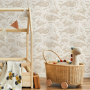 Celestial Wallpaper with Whimsical Animals in Neutral Beige - ZABE