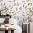 Celestial Wallpaper with Mystical Hand Motifs in Beige and Off-White - ZABG