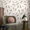 Celestial Wallpaper with Mystical Hand Motifs in Beige and Off-White - ZABG