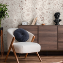 Celestial Wallpaper with Mystical Sun, Moon, and Hand Motifs in Beige - ZABL