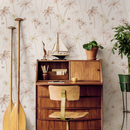 Coastal Wallpaper with Boho Palm Tree Illustrations in Brown and Beige - ZACF