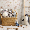 Coastal Wallpaper with Boho Palm Tree Illustrations in Brown and Beige - ZACF
