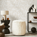 Abstract Wallpaper with Vertical Brush Strokes in Sand and Cream - ZACJ