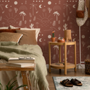Boho Wallpaper with Hand-Drawn Beach Motifs in Terracotta and Off-White - ZACN