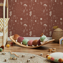 Boho Wallpaper with Hand-Drawn Beach Motifs in Terracotta and Off-White - ZACN