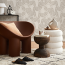 Animal Print Wallpaper with Illustrated Tigers in Beige and Taupe - ZADH