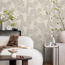 Animal Print Wallpaper with Illustrated Tigers in Beige and Taupe - ZADH