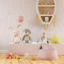 Herringbone Wallpaper with a Hand-Drawn Motif in Soft Pink - ZADY